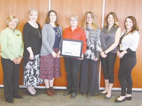 The Black Gold Regional Division recognized Lynn Ohlmann who received the 2017 Student Transportation Association of Alberta’s School Bus Driver of the Year Award. Ohlmann has been a bus driver since 1988 and accident free for 29 years. (Nouran Abdellatif/Rep Staff)