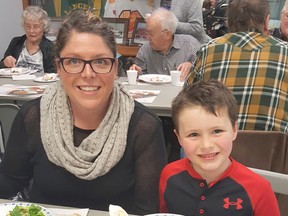 The 5th Annual Lasagna Dinner and Silent Auction saw over 100 people out despite the weather on April 15, 2018 at the Lucknow Arena's Paul Henderson Room. Pictured: L-R: Amanda and Colton Ritchie are feeling happily satisfied during the 5th Annual Lasagna Dinner and Silent Auction at the Lucknow Arena in support of the Lucknow Agricultural Society and Lucknow & District Lions Club. See story and photos on Page 5.