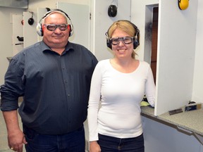 Bruce-Grey-Owen Sound Conservative MP Larry Miller and Calgary Nose Hill Tory MP Michelle Rempel at the Owen Sound Revolver Club in Owen Sound. DENIS LANGLOIS/THE SUN TIMES