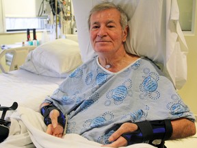 John Di Rosa, recovering from pneumonia, in his east wing Intensive Care Unit room at Kingston General Hospital in Kingston, Ont. on Thursday, April 12, 2018.