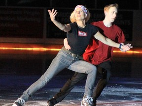 The 2018 Saugeen Shores Battle of the Blades saw figure skaters and hockey players take to the ice to help entertain a Plex crowd of over 1,200 and raise money for a good cause on April 20, 2018. Pictured: Local police officer Rose Witteveen and her partner Jared Kerr showed off their skills during the competition. (Troy Patterson/Kincardine News and Lucknow Sentinel)