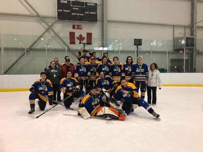 The Fort McKay Chiefs Junior Hockey Team pose with their bronze medals after winning the game. Submitted Image Calvin Alexander
