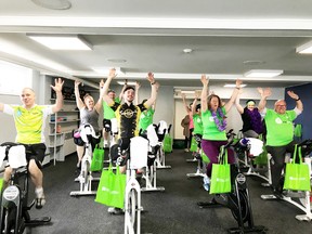 Community dignitaries gathered at the Lively Athletic Centre on Tuesday, April 24 to kick-off Ride Don’t Hide, the Canadian Mental Health Association’s annual fundraiser for mental health. Photo supplied by CMHA Sudbury/Manitoulin