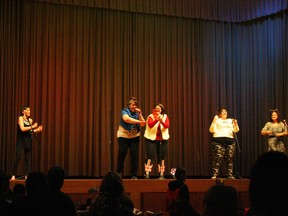 A group of EE Oliver teachers got in on the action at the school's Spaghettie Dinner and Talent Show
