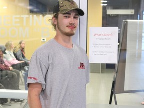 BRUCE BELL/THE INTELLIGENCER
Owen Hill, 17, a student at Moira Secondary School, attended the What’s Next? workshop at the Quinte Sports and Wellness Centre for high school students about to enter the workforce.