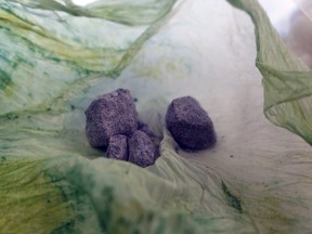 Purple heroin is shown in an OPP handout photo.