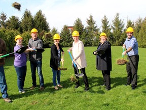 A sod turning ceremony was held in Pain Court, Ont. on Friday April 27, 2018 to mark the beginning of the fifth new home build by Habitat for Humanity Chatham-Kent. Pictured from left are: Darrell Shadd, construction supervisor for the project, Melaney Austin, chair of Habitat's family services committee, Pastor Rick Dressler, Cindy Krutasky, the recipient of the new home, Nancy McDowell, executive director of Habitat, Shelley Wilkins, Chatham-Kent's director of housing services, and Richard Drouillard, board member of Habitat. Ellwood Shreve/Chatham Daily News/Postmedia Network