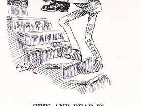 This political cartoon by Clayton Duff says it all – Canadians felt the pinch of taxes during the First World War, and the “temporary” measures quickly became a permanent part of life.