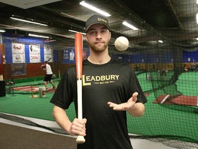 Mitchell Godkin, 20, from Walton has recently launched Leadbury Bat Co. In less than a year, the company has caught the attention of a couple competitive London baseball teams and as well trickled into the U.S     .(Photo courtesy of Paul Mayne/Western News)