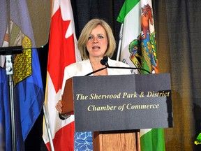 Premier Rachel Notley speaks at Sherwood Park's Clarion Hotel and Convention Centre on Tuesday, April 24, addressing a continued push for the Trans Mountain pipeline expansion.

Zach Mueller/News Staff
