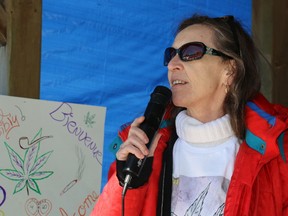 Kim Cooper, pictured here during the city’s first 4/20 event on April 20, will be among the walkers at this Saturday’s Global Marijuana March, which will see countries around the world host rallies to bring attention to their concerns regarding the acceptance of marijuana use and users.