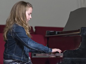 Ten-year-old pianist Hannah Koot competes Monday on the opening day of the Brant Music Festival. The festival continues through until Saturday. (Brian Thompson/The Expositor)