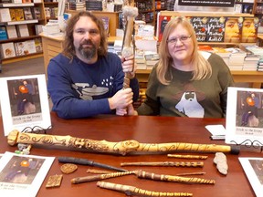 North Bay native Dave Bennison has sold his hand-carved works to customers around the world, while his wife has written a book, Stick to the Story, that shares the folklore and meanings behind some of his staffs. Submitted Photo