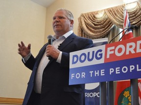 Ontario Progressive Conservative party leader Doug Ford announced a plan to introduce formal resource revenue sharing for Northern Ontario during a brief stop in Timmins on Tuesday.