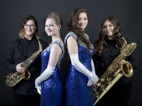 From left, Sydney Fangrad, Haylee James, Tabitha Clarke, and Hailey Lalonde will perform in a Clarke Road Secondary School soul music show this May called Soulsville. (Derek Ruttan/Postmedia News)