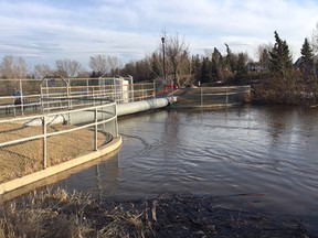 PHOTO SUPPLIED
Water in the Muskoseepi Park reservoir reached its highest point ever recorded on Saturday.