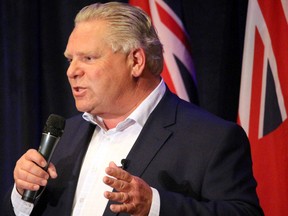Ontario Progressive Conservative Leader Doug Ford addresses a rally Tuesday, May 1, 2018 at The Water Tower Inn in Sault Ste. Marie, Ont. JEFFREY OUGLER/SAULT STAR/POSTMEDIA NETWORK