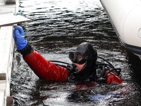 Members of the North Bay Scuba Club took to Lake Nipissing last May for an annual cleanup of the waterfront marina. Six divers scoured the lake's bottom, picking up dropped items that were gathered up by other volunteers working as spotters. 
Nugget File Photo