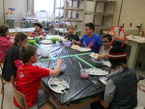 E.E. Oliver Grade 4 students were painting their ceramic creations as part of the Artists at School program at Fairview Fine Arts Centre April 17.