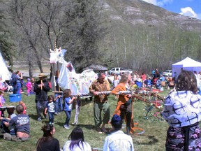 From the 2017 Matta Fest celebration: The Maypole dance at Matta Fest, held May 7 at Historic Dunvegan Park, was preceded by a parade with a giant "Unicorn" accompanied by musicians and dancers. The unicorn magically disappeared, the Maypole was set up at the centre of the dancing area and dancers began the traditional dance to welcome the arrival of spring, winding coloured ribbons around the maypole as they danced until the ribbons were totally wrapped around the pole and the dance was over.