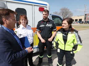 he province is providing funding for 60 new, full-time paramedic positions in Manitoba, which include 26 in the IERHA. An announcement was made in the RM of West St. Paul on April 30. (Brook Jones/Interlake Publishing/Postmedia Network)