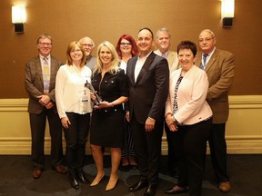 Gail Hundt, Chatham-Kent Chamber of Commerce president and CEO, shown at front, received the James Gordon Carnegie Memorial Award from the Chamber Executives of Ontario in Hamilton this past weekend. (Handout)