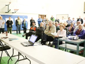 David Shelsted, Greater Sudbury's director of roads, gives area residents an update on the Maley Drive extension project at an information session at Ernie Checkeris Public School on Wednesday. Gino Donato/Sudbury Star/Postmedia Network