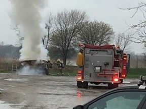 Firefighters put out a vehicle fire at MacDonald Park on Thursday morning. Witnesses say no one was injured.