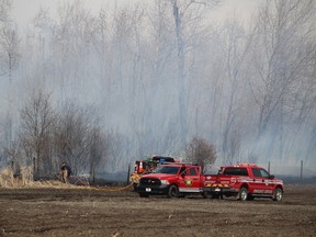 Sturgeon County Fire Department was on scene within eight minutes to a wildfire near Lamoureux around lunchtime on Thursday, May 8. The blaze consumed six acres of scrubs and trees but no structures or people were harmed.