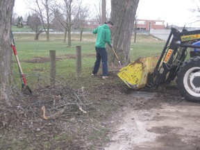 Preparing for the warmer weather ahead, members of the Seaforth Lions Club accompanied by some volunteers, spruced up the park with a little spring-cleaning. (Contributed photo)