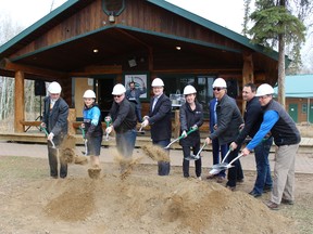 The The Ptarmigan Nordic Ski Club breaks ground on the expansion to the Doug Barnes Cabin in Fort McMurray, Alta. on May 4, 2018. Laura Beamish/Fort McMurray Today/Postmedia Network