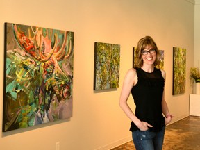 Twenty-five acrylic paintings by Burlington-based artist, Amy Montgomery, is on display at Shane Norrie Contemporary in a solo exhibition entitled, Recollection, which opened Saturday. (Galen Simmons/The Beacon Herald/Postmedia Network)