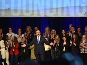 United Conservative Party Leader Jason Kenney speaking at the United Conservative Party's 2018 Annual General Meeting and founding convention in Red Deer, May 5, 2018. Ed Kaiser/Postmedia