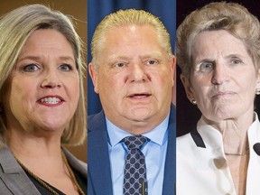 NDP Leader Andrea Horwath, PC Leader Doug Ford and Liberal Leader Kathleen Wynne (Postmedia files)