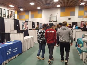 Students explore a career fair hosted by Fort High on May 1, open to students from throughout Elk Island Catholic and public school districts.

Jeff Labine/Postmedia Network