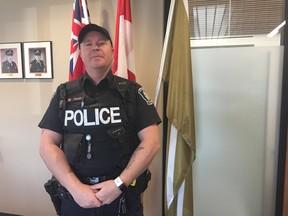 Const. Aaron Fraser was trained as a drug recognition evaluator in Aylmer and Florida. He is the first of St. Thomas police officers to be trained. (Laura Broadley/Times-Journal)