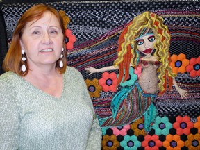 Denise Eighteen of Port Dover had a number of elaborate creations on display at the Norfolk County Quilters Guild show in Simcoe on the weekend. This mermaid piece is titled Learning To Love Me and represents a tour de force of textile and quilting techniques. MONTE SONNENBERG /Delhi News-Record