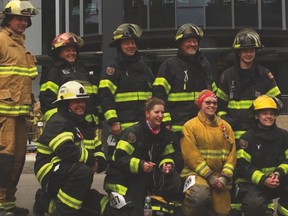 A team of Vulcan County firefighters participated in the Firefighter Stairclimb Challenge April 29, climbing more than 1,200 stairs at the Bow tower in downtown Calgary. In the front row are Peter Wyatt, Jasmine O'Halloran, Jennifer McMaster and Kira Kinahan. In the back row are Stuart Larson, Lorae Tompkins, Nels Petersen, Dewy de Vries and Nolan Perley. Submitted photo