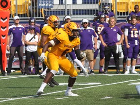 Queen’s Gaels linebacker Nelkas Kwemo has been drafted by the Toronto Argonauts of the Canadian Football League and will attend camp on May 17. (Ian MacAlpine/The Whig-Standard)