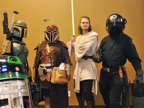 Jaki Ferreira, Lisa Collins, Jonathan Danter and Tim Pyne pose in their Star Wars cosplay outfits at the CK Expo at the John D. Bradley Centre in Chatham April 28. Tom Morrison/Chatham This Week