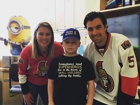 Photo by Kayli Bond/For The Mid-North Monitor
On May 1, nine-year-old Blake Bond had a surprise visit from NHL Ottawa Senators player, Cody Ceci at the Children’s Hospital of Eastern Ontario in Ottawa.