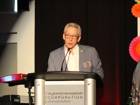 Paul Spring, president of the Local HERO Foundation, speaks about the foundation at the Local HERO Foundation fundraiser on Saturday, May 5, 2018. Laura Beamish/Fort McMurray Today/Postmedia Network