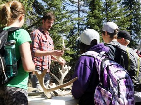 Kevin Hampson/Daily Herald-Tribune
Keegan Richardson of Canfor talks to Grade 6 Elmworth School students about wildlife and habitat management at Walk Through the Forest at Wapiti Nordic trails on Tuesday, south of Grande Prairie.