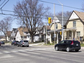 The red light camera on Adelaide St. at Queens Ave. has been catching a lot of infractions. (Derek Ruttan/Postmedia News)