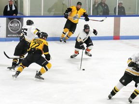 A charity hockey game in Tillsonburg Saturday night raised almost $3,000 for the Humboldt Strong Community Foundation. (CHRIS ABBOTT/TILLSONBURG NEWS)