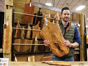 Dave Schonberger of Otter Creek Woodworks at the Dairy Capital Cheese Fest in Woodstock on Saturday, April 28. (Chris Abbott/Tillsonburg News)