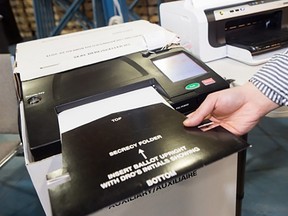 A voting machine is seen in this undated handout photo. Voters across Ontario may notice the rise of the machines when they cast their ballots for the next premier. The province is implementing two new pieces of technology that they say should help speed up both the voting and ballot-counting process.
THE CANADIAN PRESS/Elections Ontario