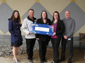 At the cheque presentation were (L-R) Central Huron Community Improvement Co-ordiantor Angela Smith, Central Huron Mayor Jim Ginn, Gateway Audit Supervisor Leanne Datema, Gateway Customer Relations Supervisor Julie Jeffray, Gateway General Manager and Central Huron Deputy Mayor David Jewitt. (PHOTO COURTESY OF GATEWAY CASINO CLINTON)