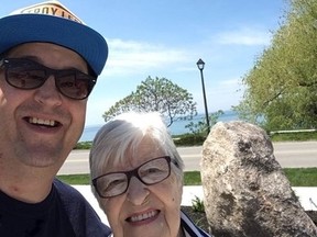 Clinton-born cyclist Terry Snell will embark on a three-month cross-country trip this summer to raise awareness and funds for Alzheimer’s Disease. Snell is pictured here with his grandmother Rita Dejong, of Clinton, who was diagnosed with Alzheimer’s disease and dementia over a year ago. (CONTRIBUTED PHOTO)