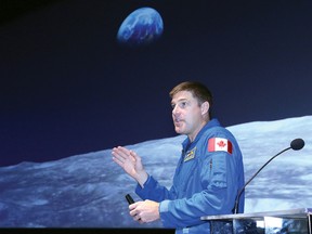 Canadian Space Agency astronaut Jeremy Hansen spoke to a group of local high school students at Science North on Wednesday. John Lappa/Sudbury Star/Postmedia Network